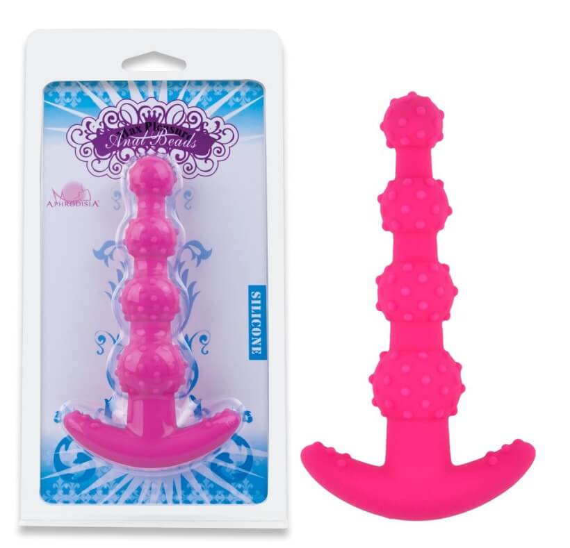 Max Pleasure Anal Beads - Plug Anal em Silicone Soft Touch com 4 Esferas em Tamanhos Gradativos - 14 x 3 cm | Cor: Rosa - 1