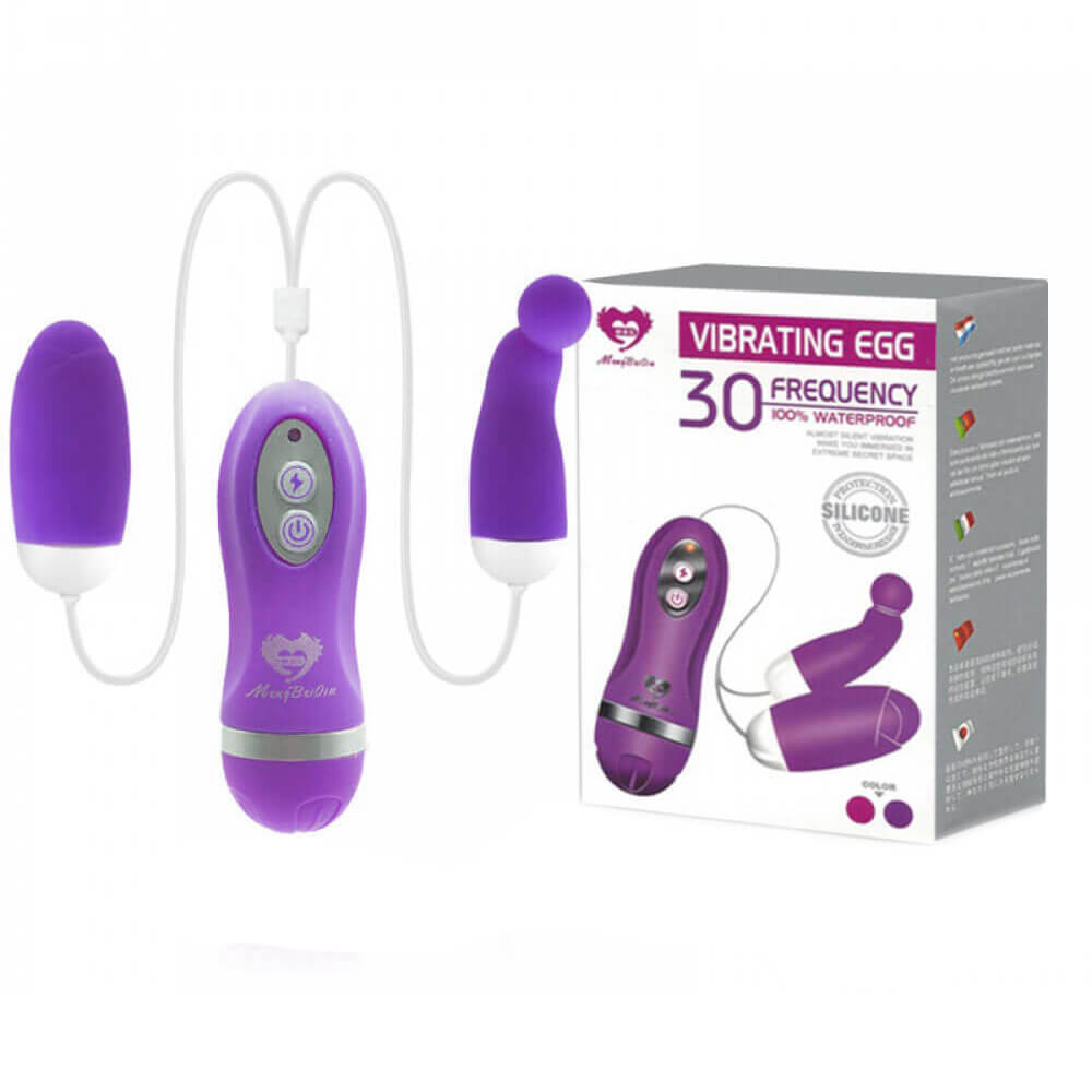 Cápsula Vibratória Dupla com 30 Modos de Vibração e Controle Remoto com Fio - MBQ Vibrating Egg | Disponível em 2 Cores - 7
