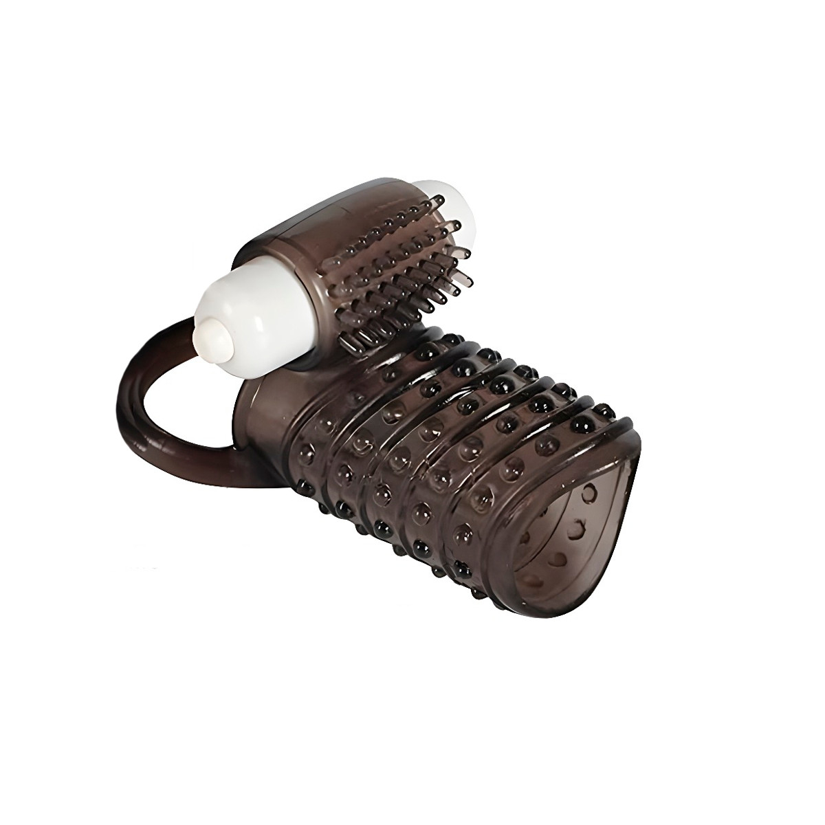 Meia Capa Peniana em Silicone com Anel para Escroto, Estimulador de Clítoris e Vibração Única - 6,6 x 3 cm - 3