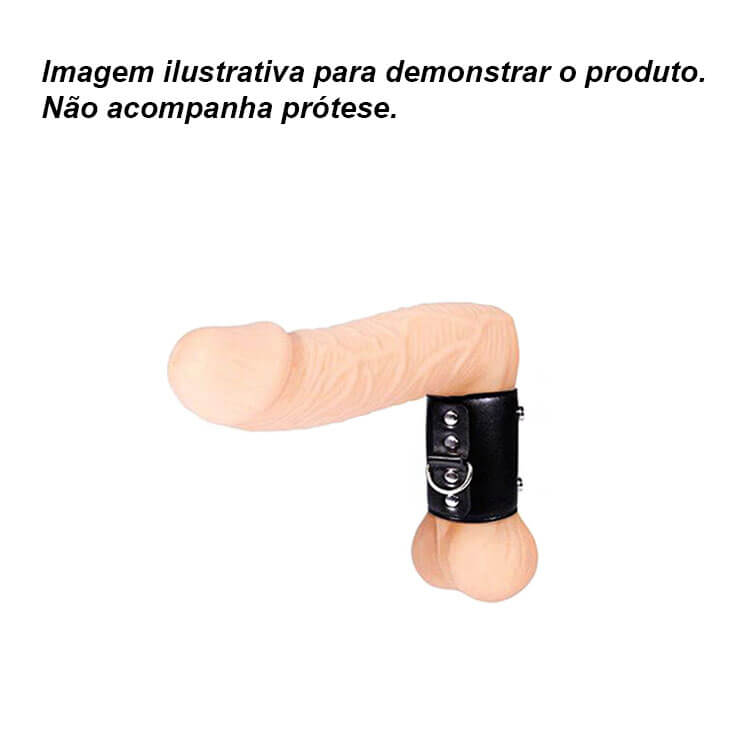 Anel para Testículos Ajustável em Couro Sintético com Botões e Puxador - Men's Expert Ball Stretcher - 4
