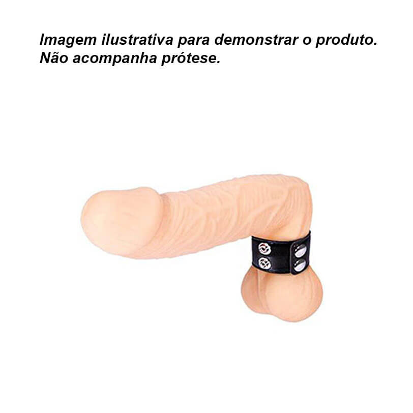 Men's Expert Ball Stretcher - Anel para Testículos em Couro Sintético com 2 Botões - 2