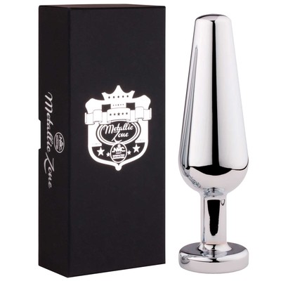 Metallic Love - Plug Anal em Alumínio Cromado com Forma de Cone - 13 x 3,5 cm
