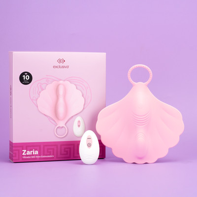 Mini Base Estimuladora no Formato de Concha em Silicone com 10 Modos de Vibração, Recarregável e Controle Remoto Sem Fio - Exclusiva Zaria