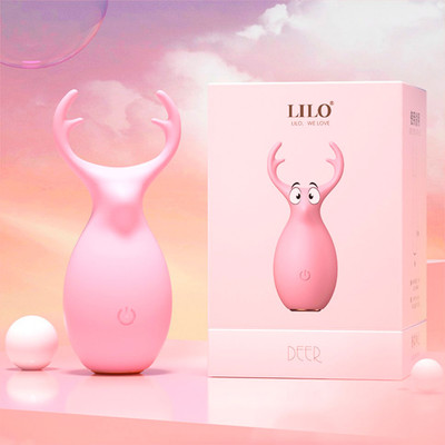 Mini Estimulador de Clitóris no Formato de Cervo em Silicone com 10 Modos de Vibração e Carregamento via Cabo USB - Lilo Cute Deer | 7,1 x 3,7 cm