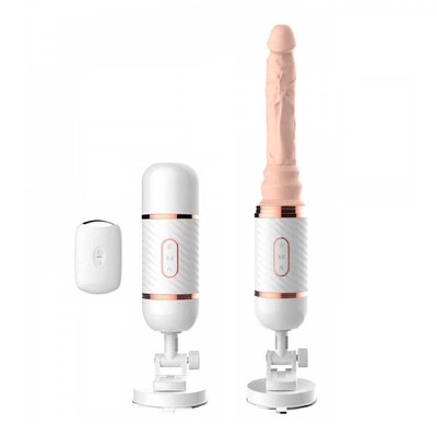 Mini Máquina do Sexo com Prótese Peniana Realista com 7 Vibrações, Movimentos de Vai e Vem, Função Aquecimento, Ventosa e Controle Remoto Sem Fio - Dibe Cyclone Fire