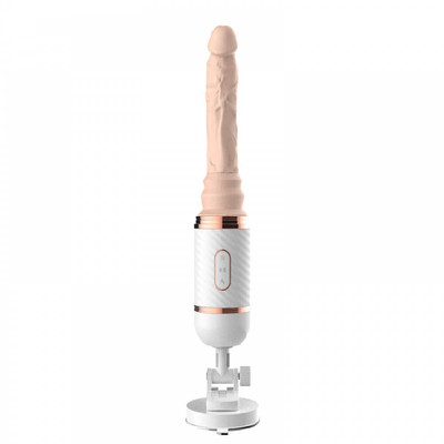 Foto 2 do produto Mini Máquina do Sexo com Prótese Peniana Realista com 7 Vibrações, Movimentos de Vai e Vem, Função Aquecimento, Ventosa e Controle Remoto Sem Fio - Dibe Cyclone Fire