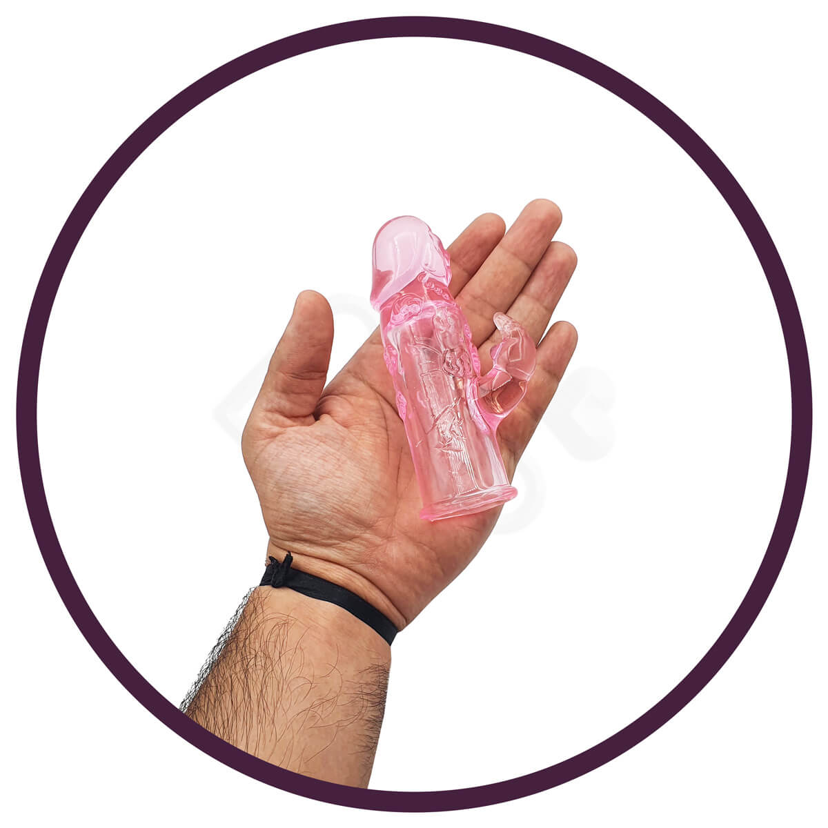 Mini Vibrador Estilo "Rabbit" com Capa Peniana em Jelly, Vibração Única e Estimulador de Clitóris - 7,1 x 3,1 cm - 6