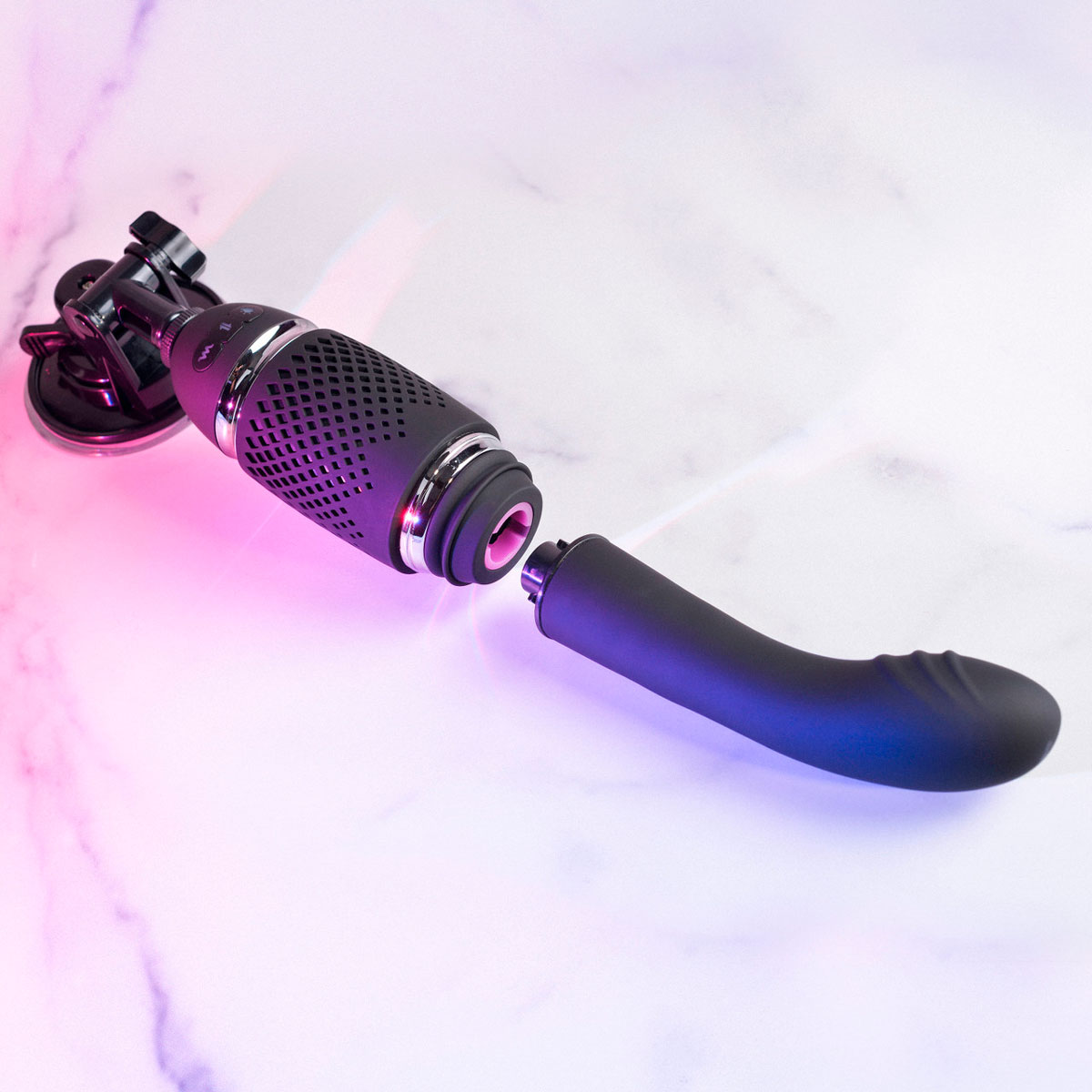 Mini Maquina do Sexo com 2 Penetradores, 7 Modos De Vibração, Função Vai e Vem, Luz Lud e Ventosa - Evolved Thrust & Go | 14,5 x 3,6 cm - 3