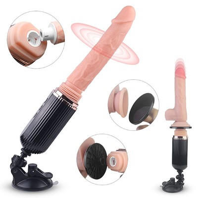 Mini Máquina do Sexo com Prótese Peniana Realista, 9 Vibrações, Movimento Vai e Vem, Função Aquecimento e Controle Remoto Sem Fio - S-hande Gatling Plus-RCT