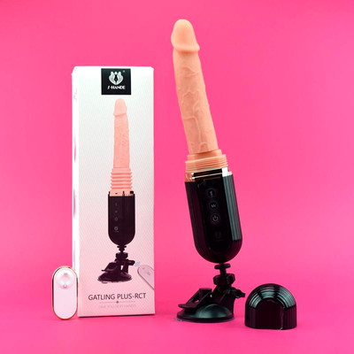 Mini Máquina do Sexo com Prótese Peniana Realista, 9 Vibrações, Movimento Vai e Vem, Função Aquecimento e Controle Remoto Sem Fio - S-hande Gatling Plus-RCT