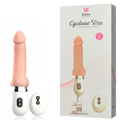 Mini Máquina do Sexo Recarregável com de Pênis Realístico,7 Modos de Vibrações, Aquecimento, Modo Vai e Vem e Controle Remoto - Dibe Cyclone Fire| 16 x 3,8 cm
