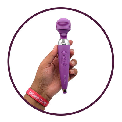 Foto 2 do produto Mini Massageador Recarregável com 10 Modos de Vibração - Ailighter - 18,5 x 3,5 cm | Cor: Roxo