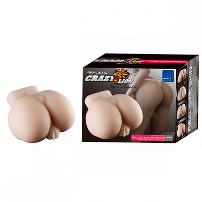 Mini Masturbador Feito em TPE com Bunda Empinada, Vagina e Ânus Penetráveis - Realistic Crazy Lion | 12 x 3 cm