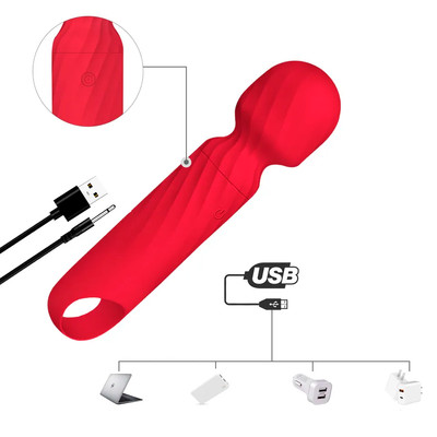 Foto 2 do produto Mini Vibrador Massageador em Silicone com 12 Modos de Vibração e Carregamento via Cabo USB - Hi Ladyia | 13,3 x 3,3 cm