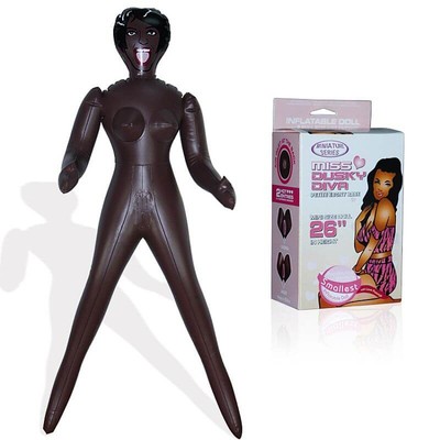 Miss Dusty Diva - Mini Boneca Inflável Morena com 2 Orifícios Penetráveis - 66 cm