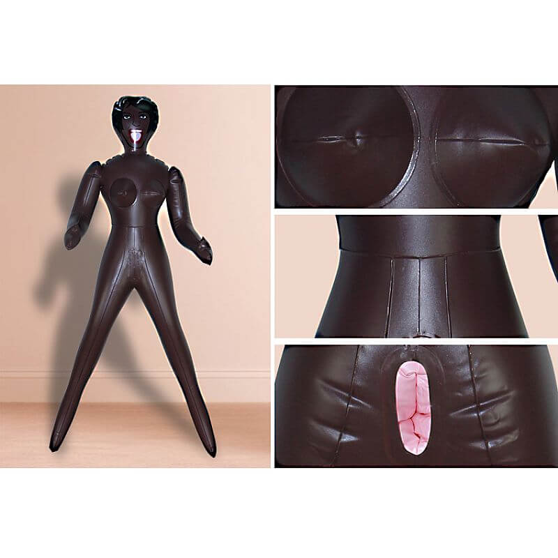 Miss Dusty Diva - Mini Boneca Inflável Morena com 2 Orifícios Penetráveis - 66 cm - 2