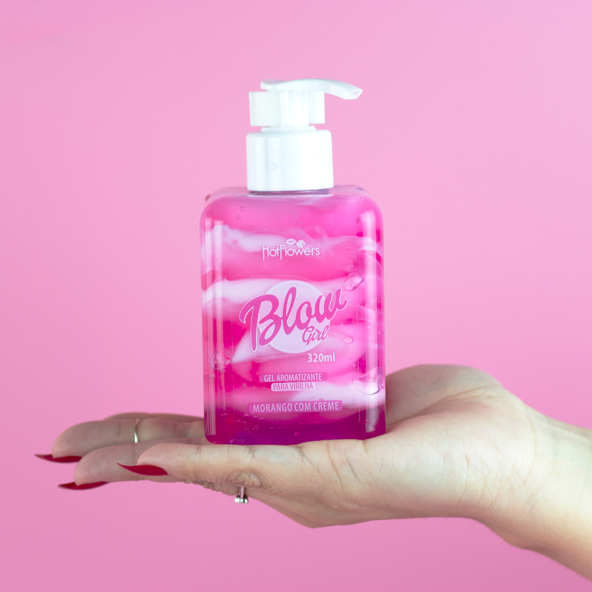 Mix de Gel e Creme Beijável com Aroma Irresistível de Morango - Hot Flowers Blow Girl | 320 ml - 3