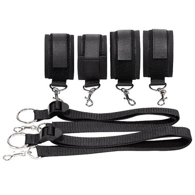 Foto 2 do produto Sexy Import Fetiche e Sado - Kit Bondage 2 com Algemas, Tornozeleiras e Correia ajustável Preto