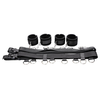 MJANU Bredroom Bondage - Kit Bondage com Par de Algemas e Tornozeleiras para Pulsos e Tornozelos com Distanciador -