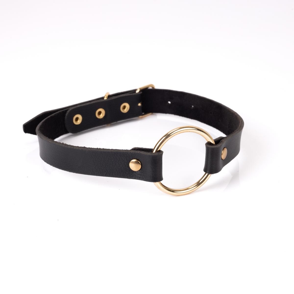 Mordaça Ring Gag Gold em Couro Sintético Ajustável - New Star Couros - 2