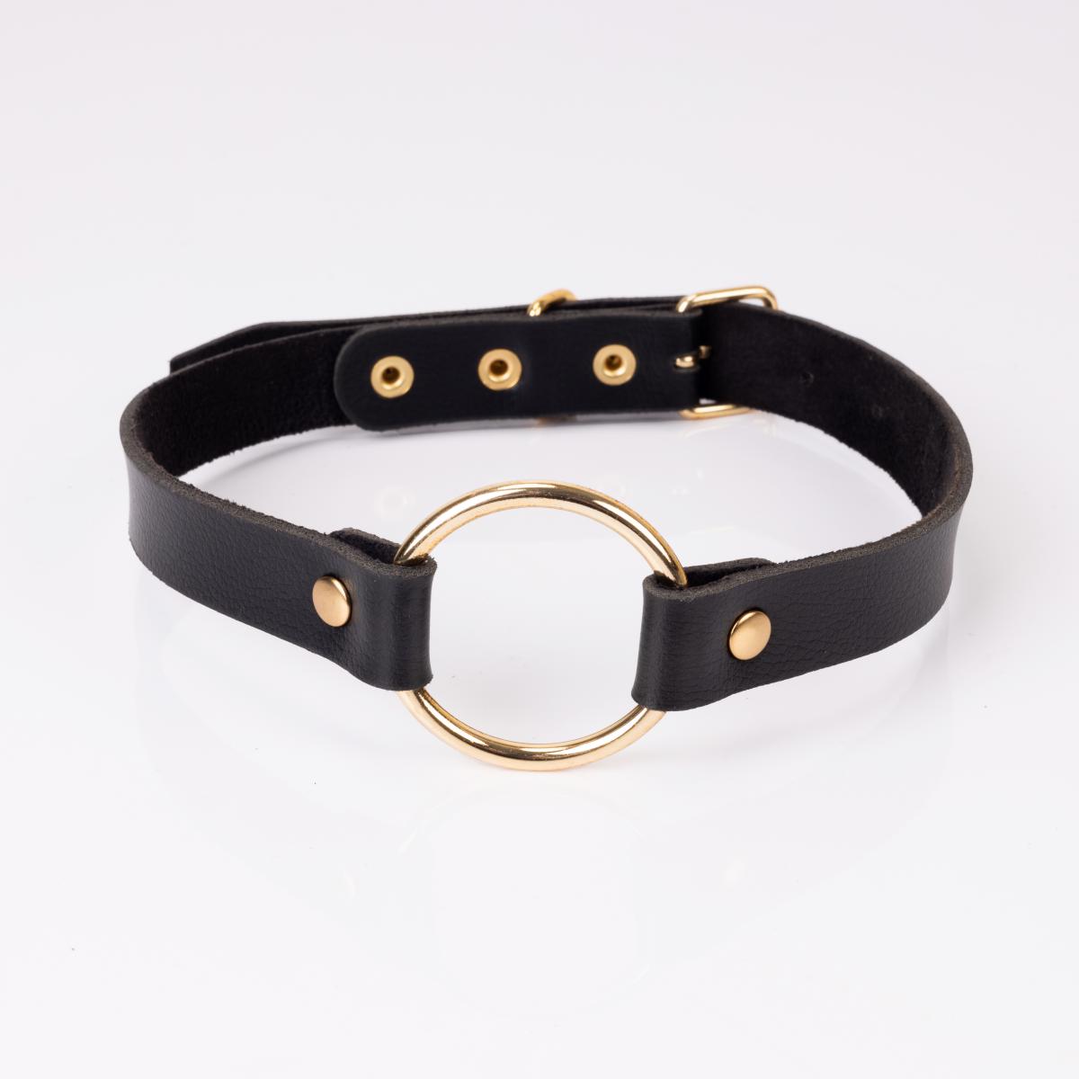 Mordaça Ring Gag Gold em Couro Sintético Ajustável - New Star Couros - 3