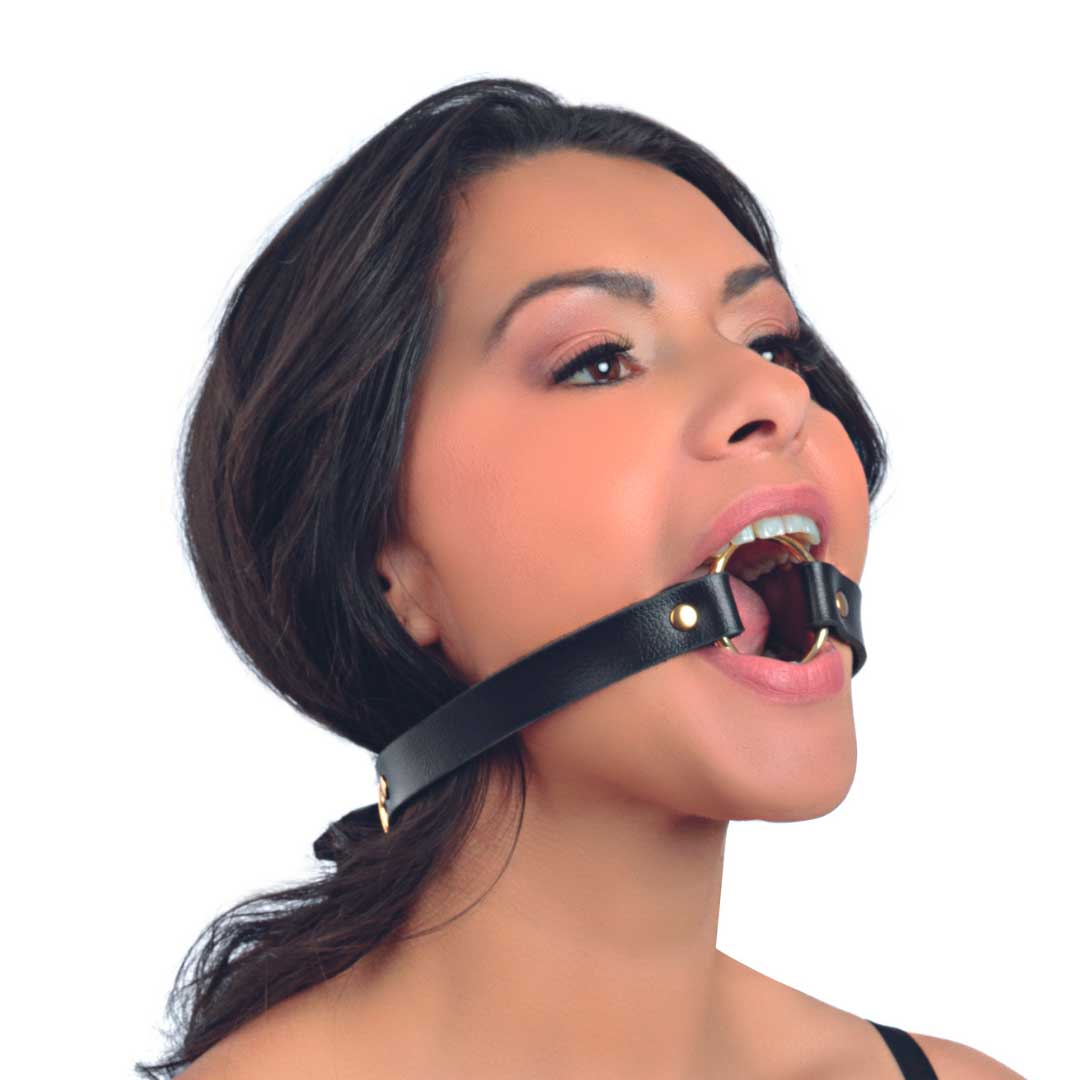 Mordaça Ring Gag Gold em Couro Sintético Ajustável - New Star Couros - 4