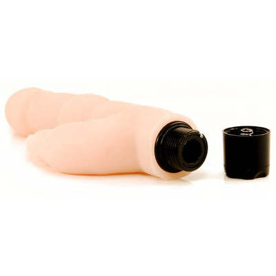 Foto 5 do produto Naughty Bunny - Vibrador Rotativo em Cyberskin com Multivelocidade e Estimulador Clitoriano em Forma de Coelho - 18 x 3,3 cm | Cor: Bege