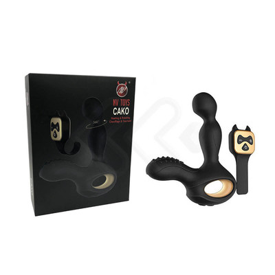 Nvtoys Cako - Massageador Estimulador de Próstata Recarregável com 10 Modos de Vibração, Função de Aquecimento, Rotação 360° e Controle Remoto sem Fio - 8,9 x 3 cm