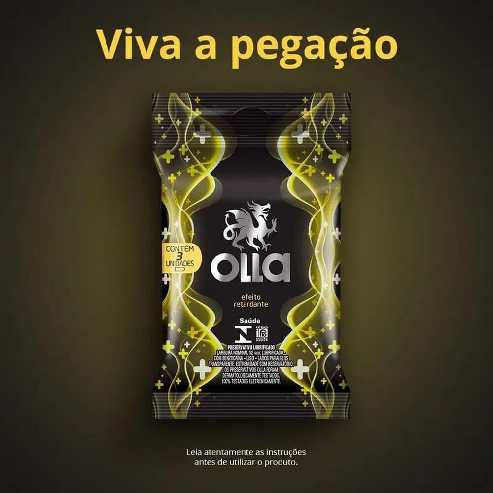 Preservativo Lubrificado que Retarda a Ejaculação Precoce - Olla Efeito Retardante - 3 Unidades - 2
