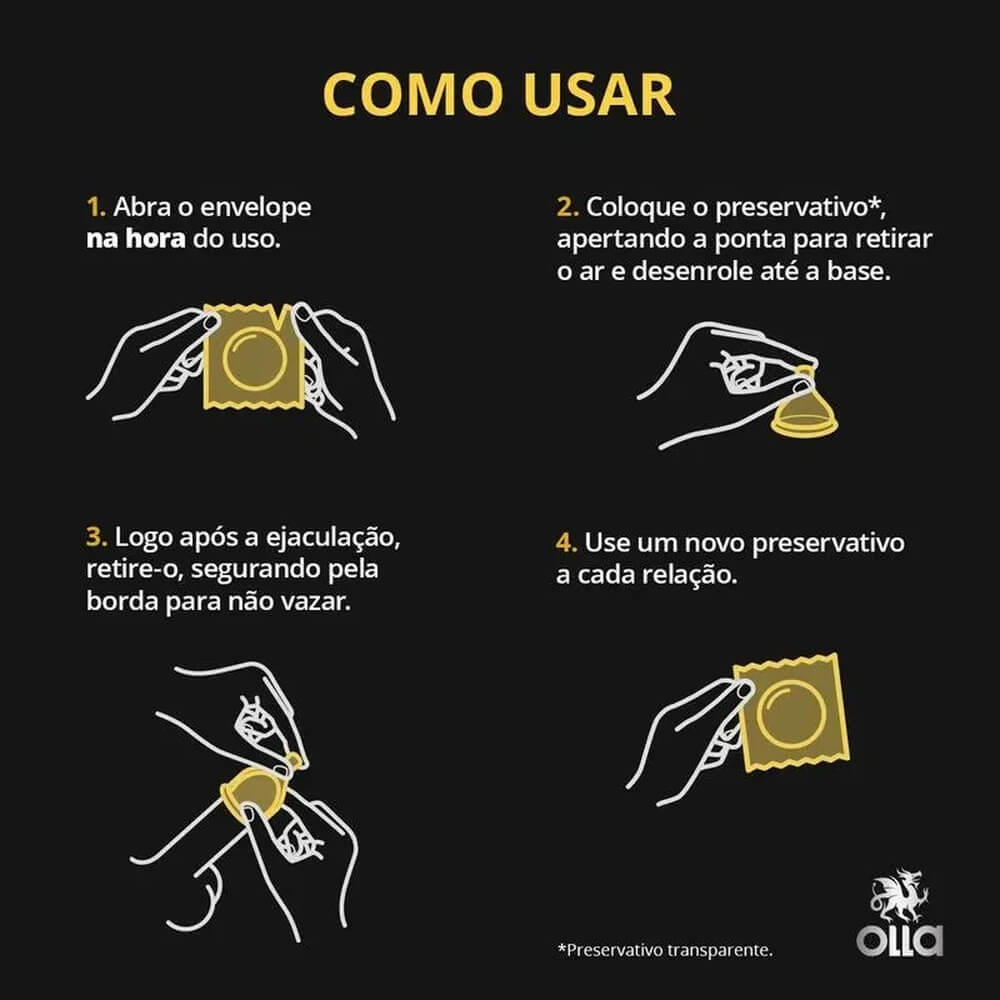Preservativo Lubrificado que Retarda a Ejaculação Precoce - Olla Efeito Retardante - 3 Unidades - 3