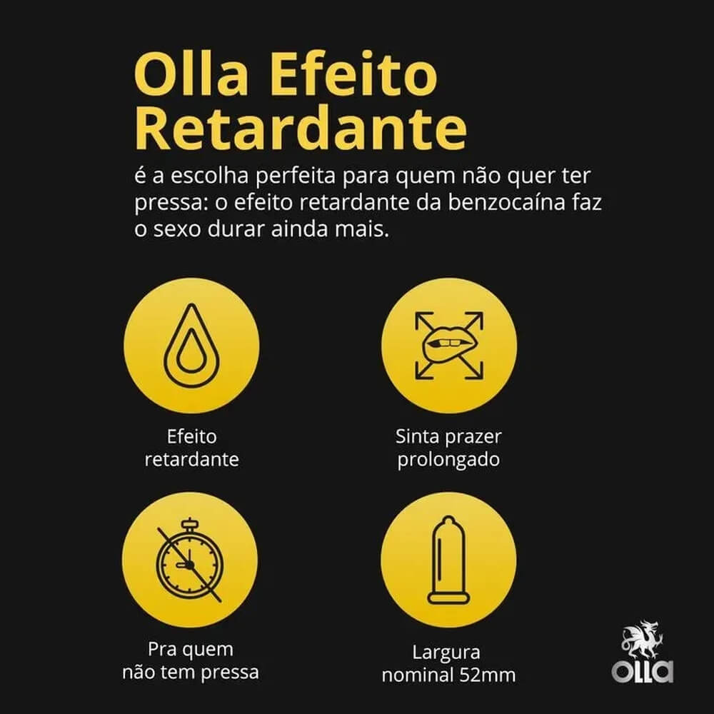Preservativo Lubrificado que Retarda a Ejaculação Precoce - Olla Efeito Retardante - 3 Unidades - 4