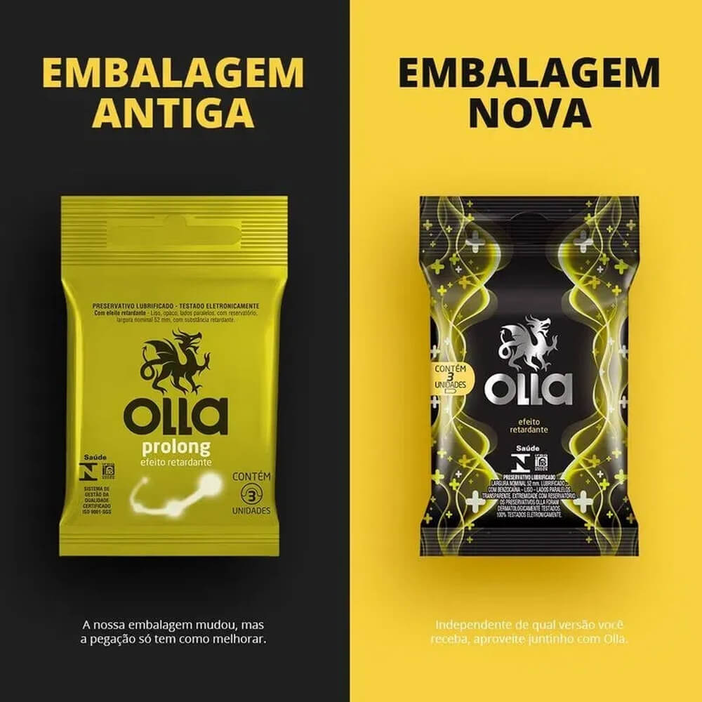 Preservativo Lubrificado que Retarda a Ejaculação Precoce - Olla Efeito Retardante - 3 Unidades - 5