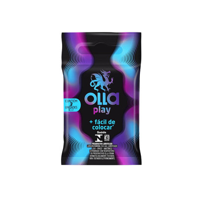 Preservativo Lubrificado ainda + Fácil de Colocar - Olla Play - 3 Preservativos