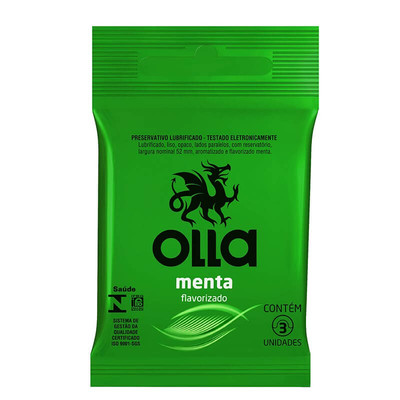 Foto 2 do produto Preservativo com Sabor de Menta - Olla - 3 Unidades