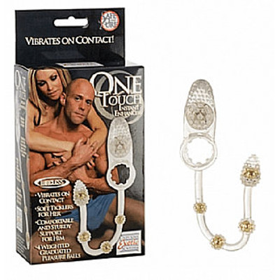 Foto 1 do produto One Touch - Anel Peniano com Estimulador Clitoriano, Vibração e Cordão Anal