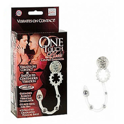 Foto 1 do produto One Touch Plus - Anel Peniano com Estimulador Clitoriano, Vibração e Cordão Anal