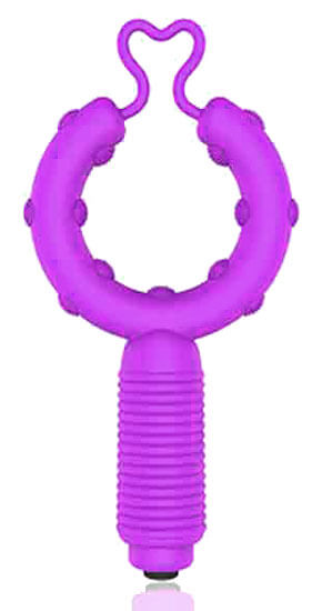 Oscar Cock Ring - Anel Peniano com Estimulador Clitoriano e Vibração Única - 10 x 5 cm  | Cor: Roxo - 2