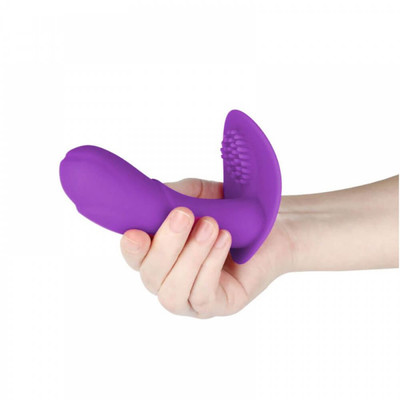 Foto 4 do produto Papa Massage - Estimulador de Clítoris com Penetrador que Estimula o Ponto G Recarregável, 7 Modos de Pulsações, Resistência à Água e Controle Remoto - 13,5 x 3,4 cm | Cor: Roxo