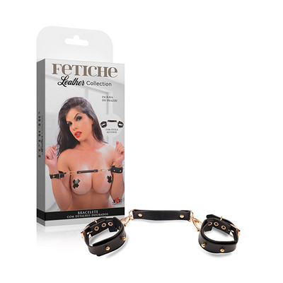 Foto 1 do produto Par de Algemas com Detalhes Dourados e Mini Separador - A&E Fetiche Leather Collection