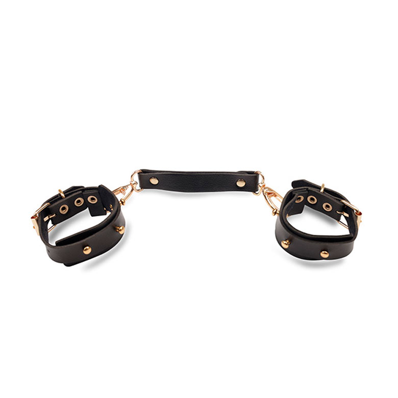 Par de Algemas com Detalhes Dourados e Mini Separador - A&E Fetiche Leather Collection - 2