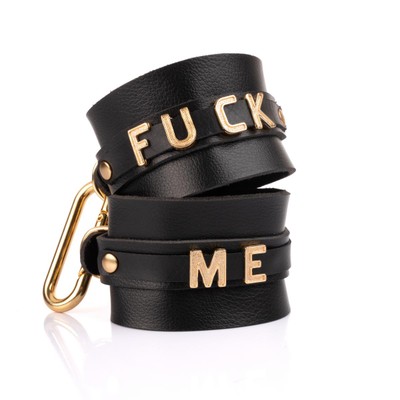 Foto 2 do produto Par de Braceletes 'Fuck Me' Gold em Couro Montana Inspirado no Filme '365 Dias' - New Star Couros