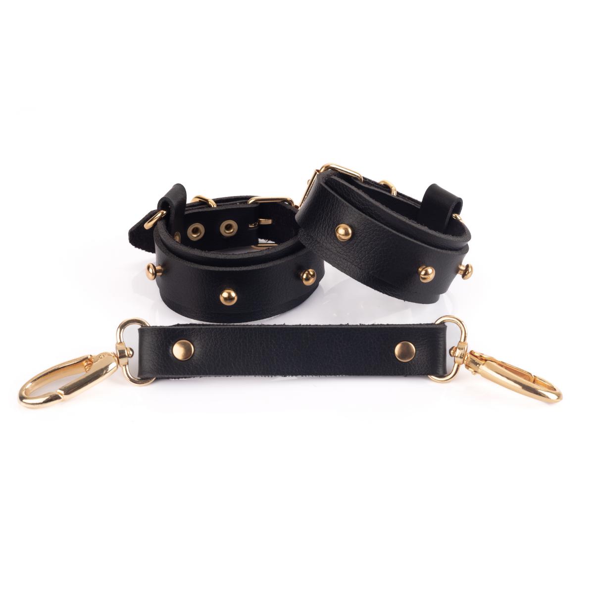 Par de Braceletes Top Gold com Rebites Dourados e Mini Distanciador - New Star Couro - 2