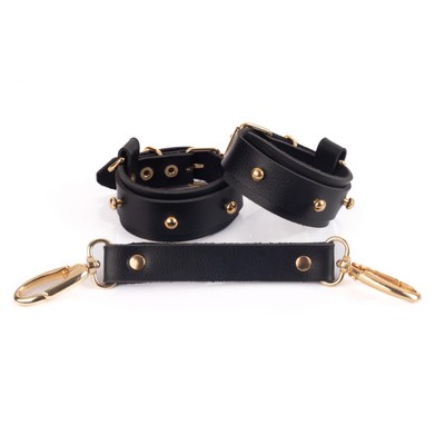 Foto 2 do produto Par de Braceletes Top Gold com Rebites Dourados e Mini Distanciador - New Star Couro