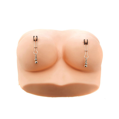 Foto 4 do produto Grampos para Mamilos em Metal Prateado com Pontas de Borracha e Pesos de Esferas Gradativas - Adam & Eve Eve's Naughty Nipple Clips | 2 Unidades