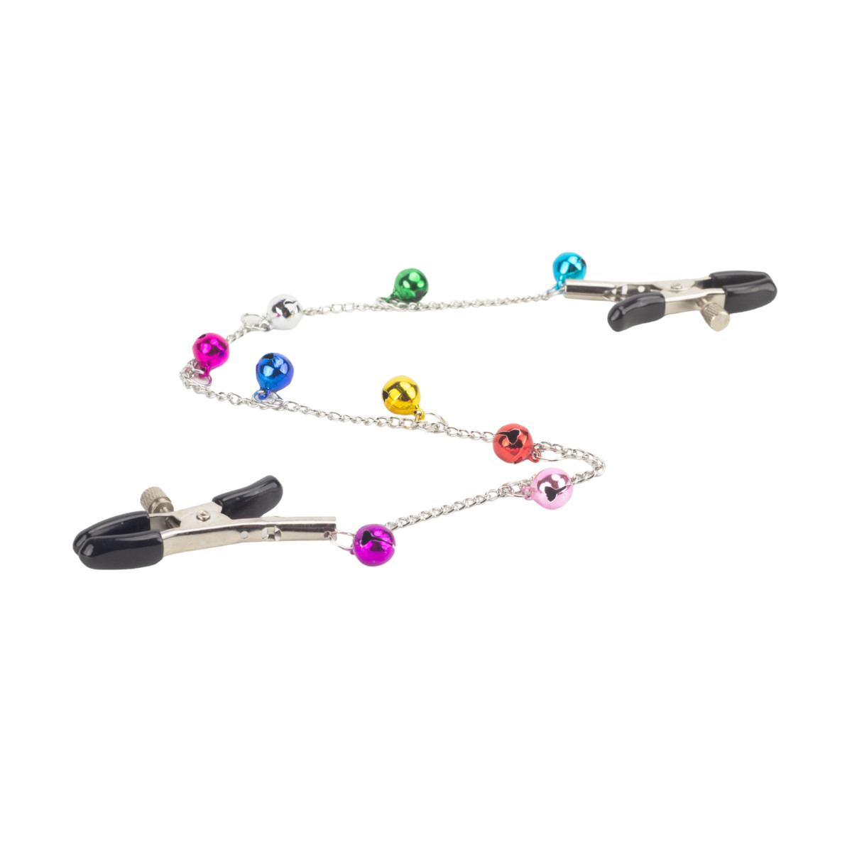 Par de Grampos para Mamilos com Regulagem e Corrente de Guizos Coloridos - SI - 2