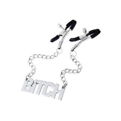 Foto 2 do produto Par de Grampos para Mamilos com Regulagem e Pingente Escrito "BITCH" - 3R Import