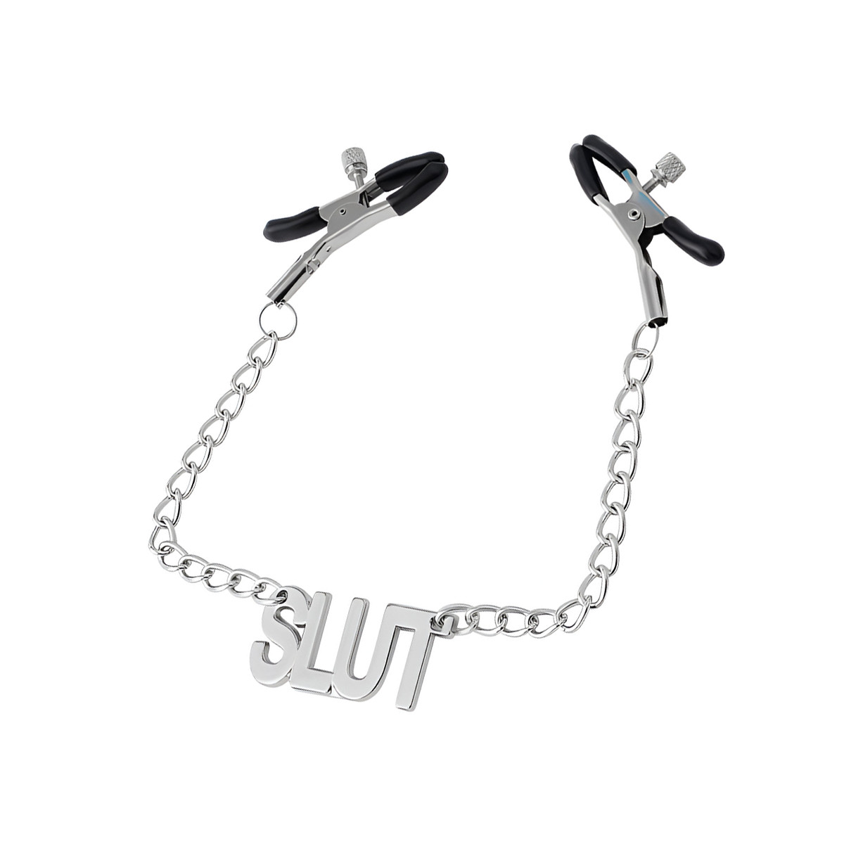 Par de Grampos para Mamilos com Regulagem e Pingente Escrito "SLUT" - 3R Import - 2