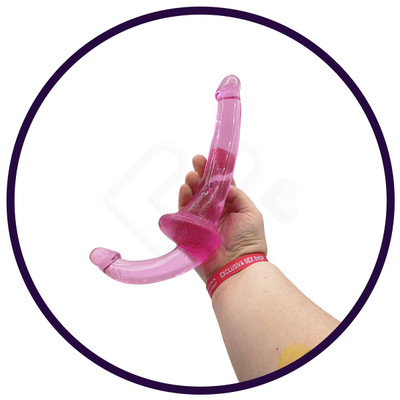 Foto 4 do produto Penetrador Strap On Duplo em Jelly com Glande Definida - Double Fun For Women | 17 x 3,1 cm | 10,2 x 2,3 cm