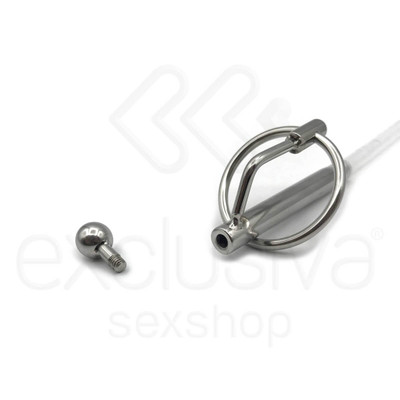 Foto 2 do produto Penetrador de Uretra em Aço e ABS com Anel para Glande com Sonda e Anel Reserva - 18,5 x 0,7 cm