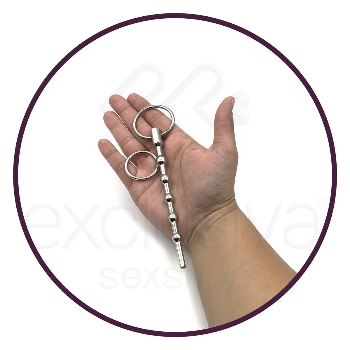 Penetrador de Uretra em Aço com Esferas Gradativas e Anel Reserva - 12 x 1 cm - 3